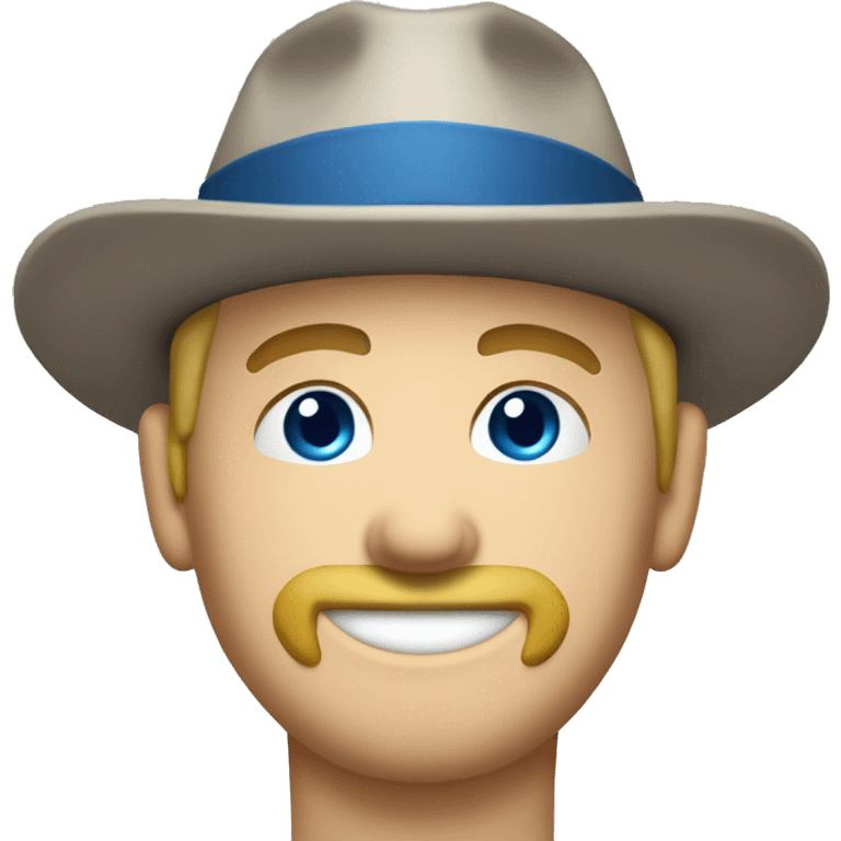 40yo man, short blond hair, blue eyes, with hat holding a filament roll emoji