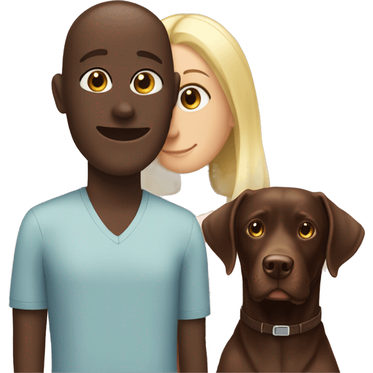 Chocolate lab hanging out with a blonde girl emoji