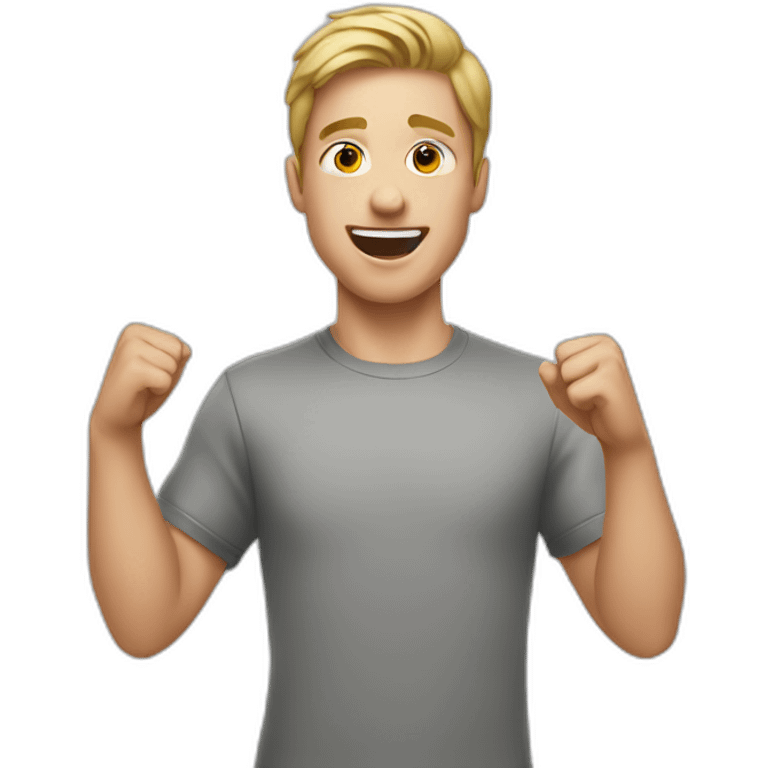 a young white man cheering emoji