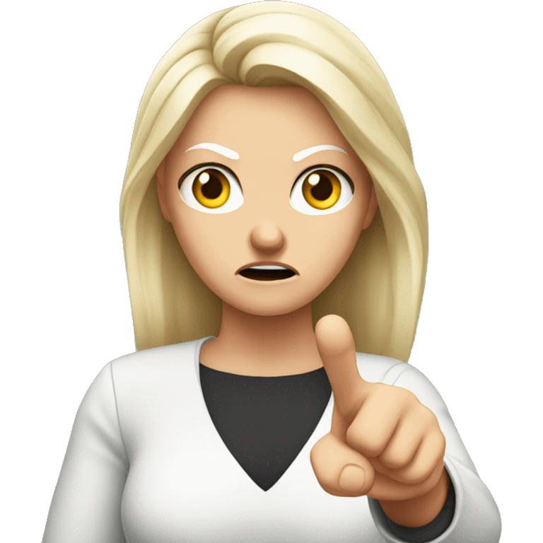 angry white girl showing disapproval with hand  in front of her  emoji