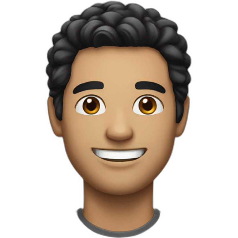 smiling man with black hair emoji