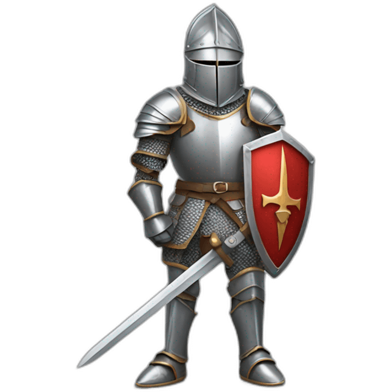 knight in armor wielding sword and shield emoji