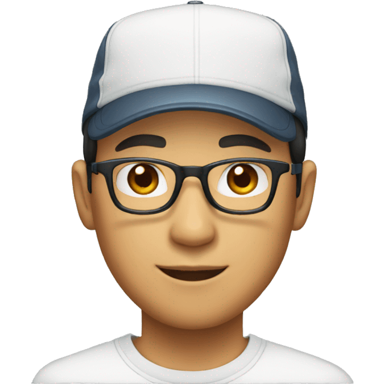 asian male with cap and glasses with a white t-shirt emoji