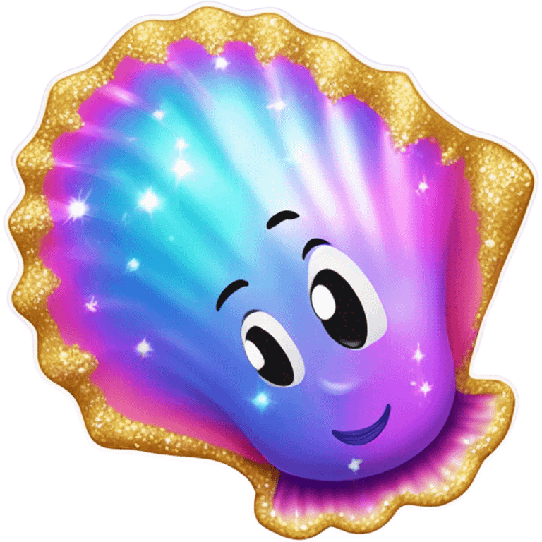 Lisa Frank sparkle sea shell with pearl ￼ emoji