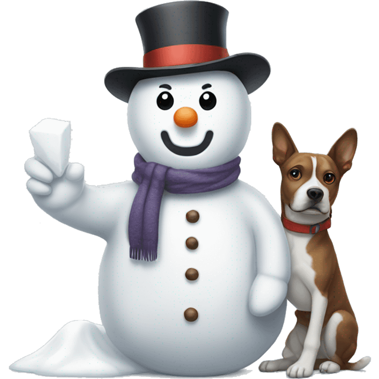 snowman peddling white to anthropomorphic dog people emoji