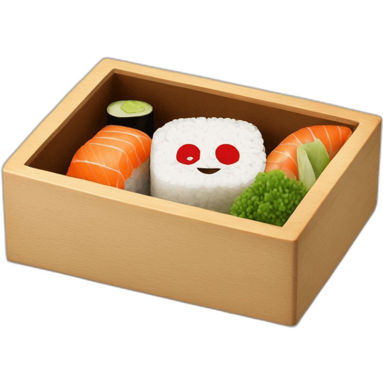 sushi bento wooden box emoji