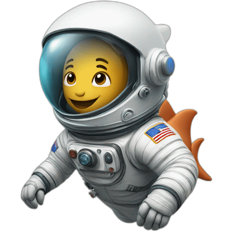 Astronaut with helmet closed riding a shark emoji