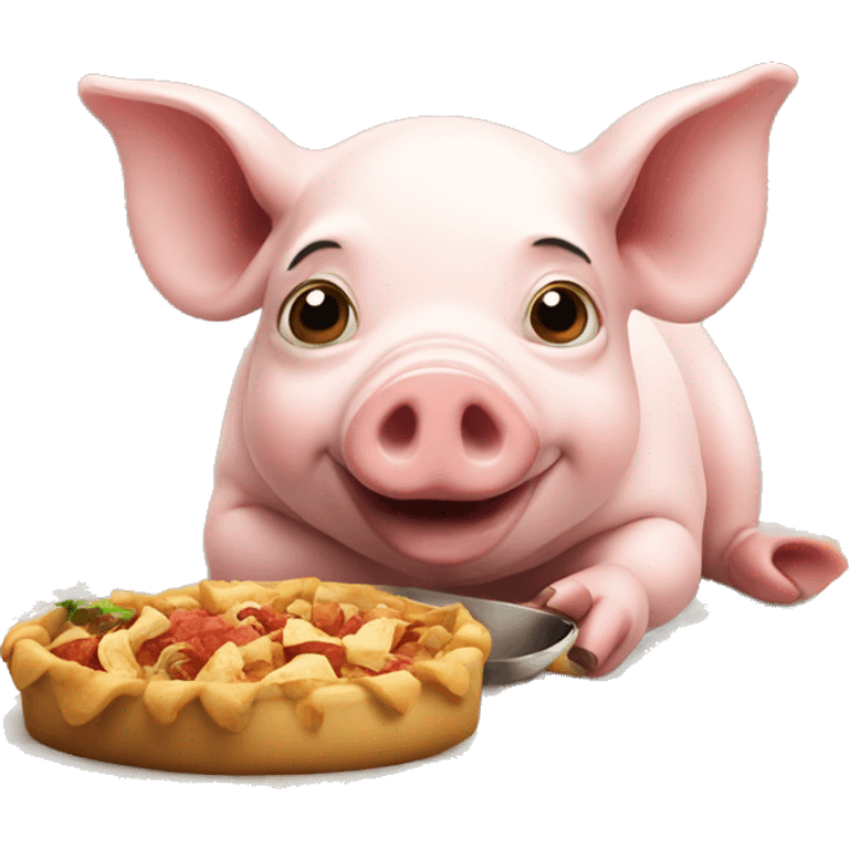 very French pig eating food emoji