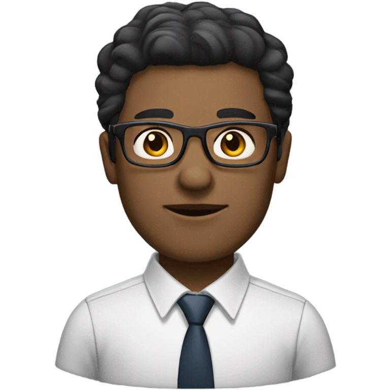 man with glasses with dark hair and light skin working in office emoji