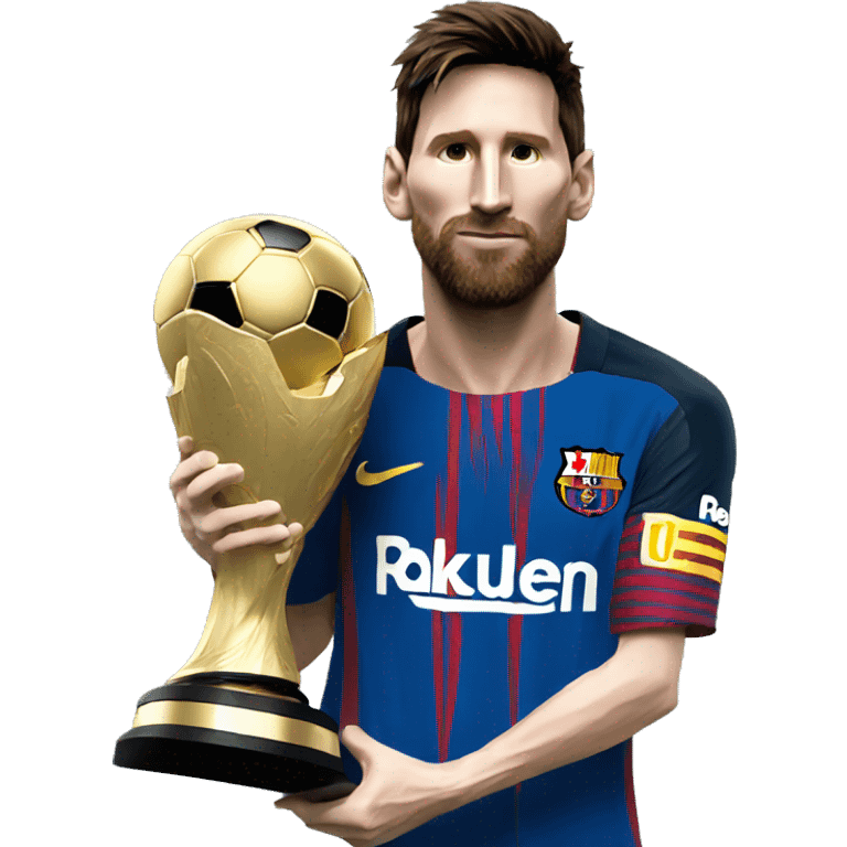 Messi holding soccer trophy 🏆 emoji