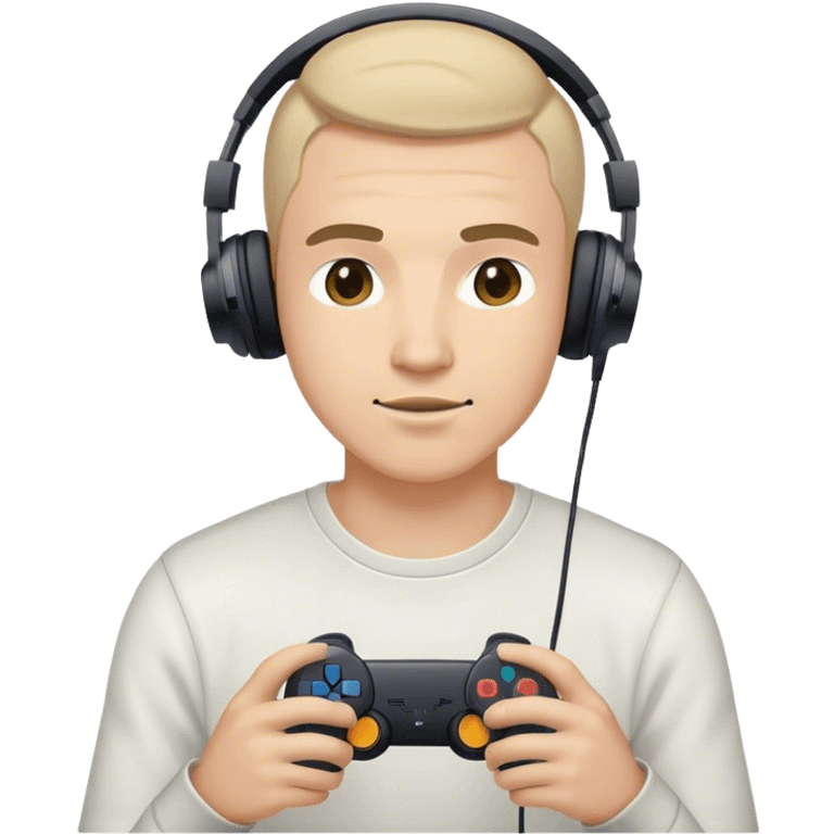 Muchacho guapo con audífonos jugando playstation emoji