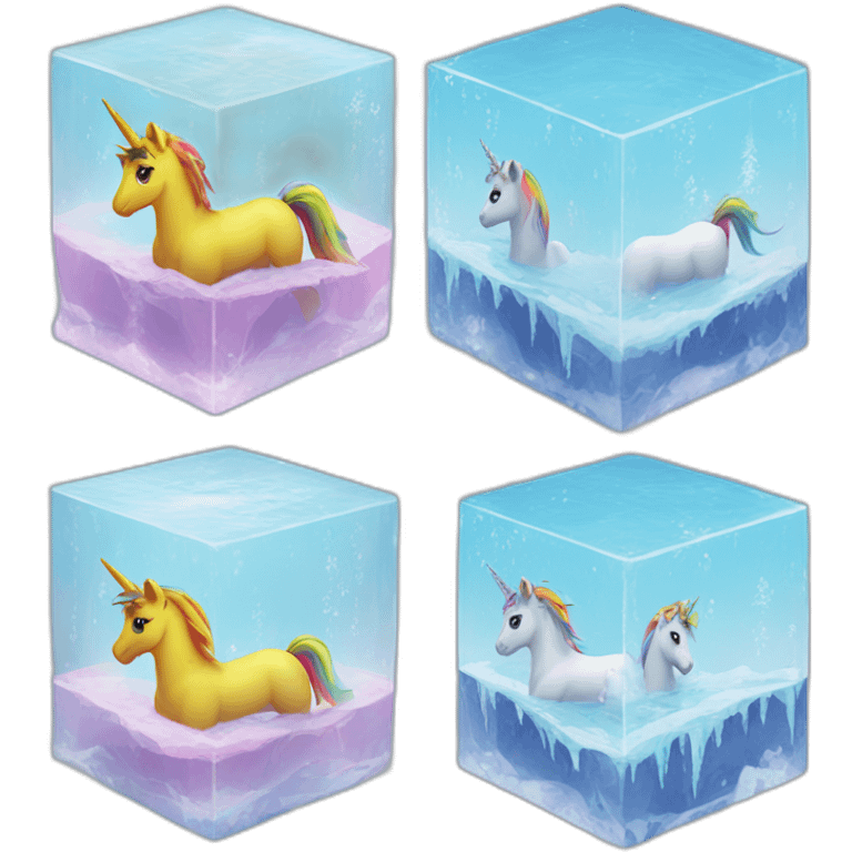 rainbow-unicorn-in-water-frozen-cube emoji