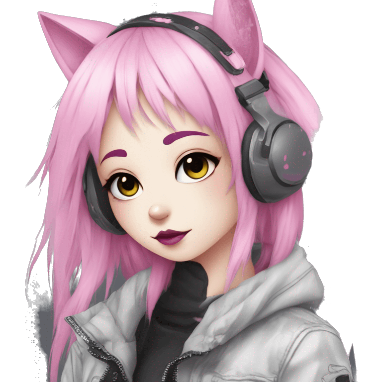 Edgy Kawaii Cute Cool Cartoon Anime Punk Techwear Gothic Catgirl emoji