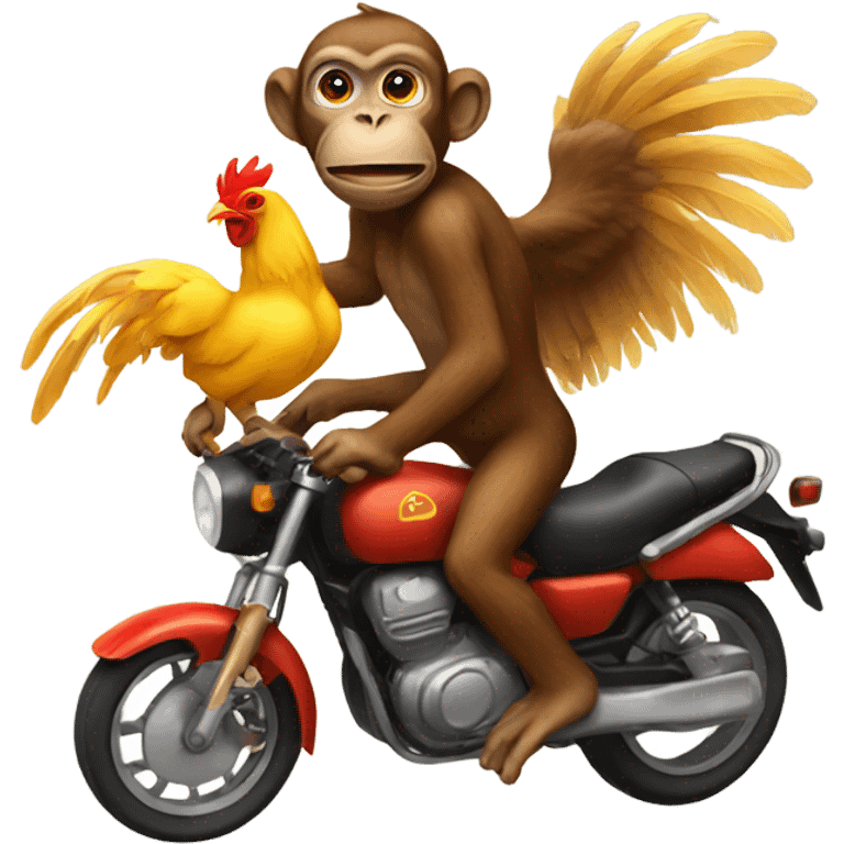 Monkey riding a chicken emoji