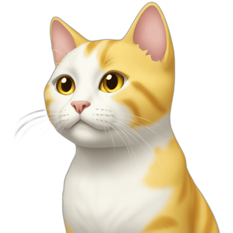 A yellow cat with a white cat emoji