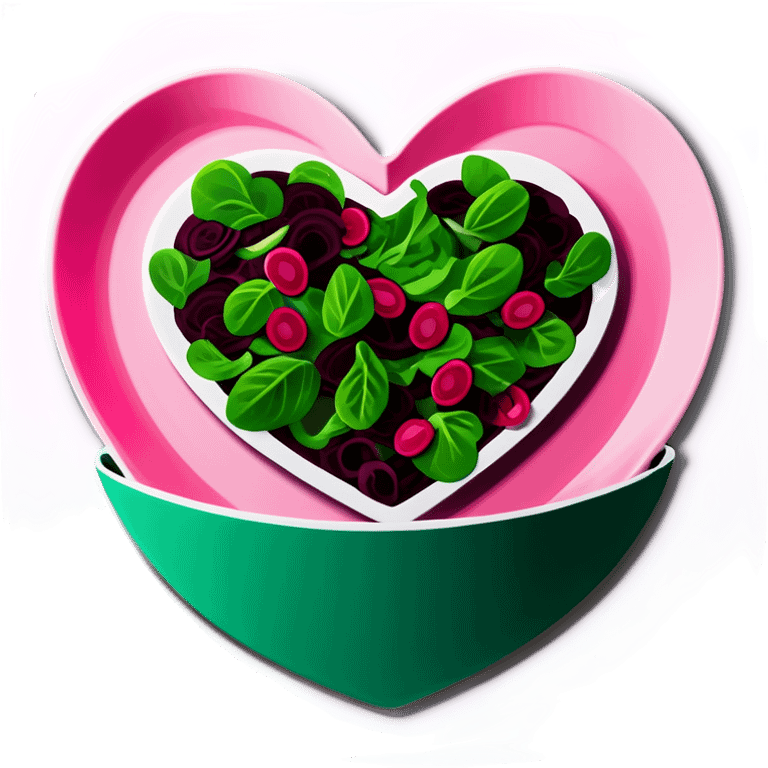 green salad in a pink heart shaped plate   emoji