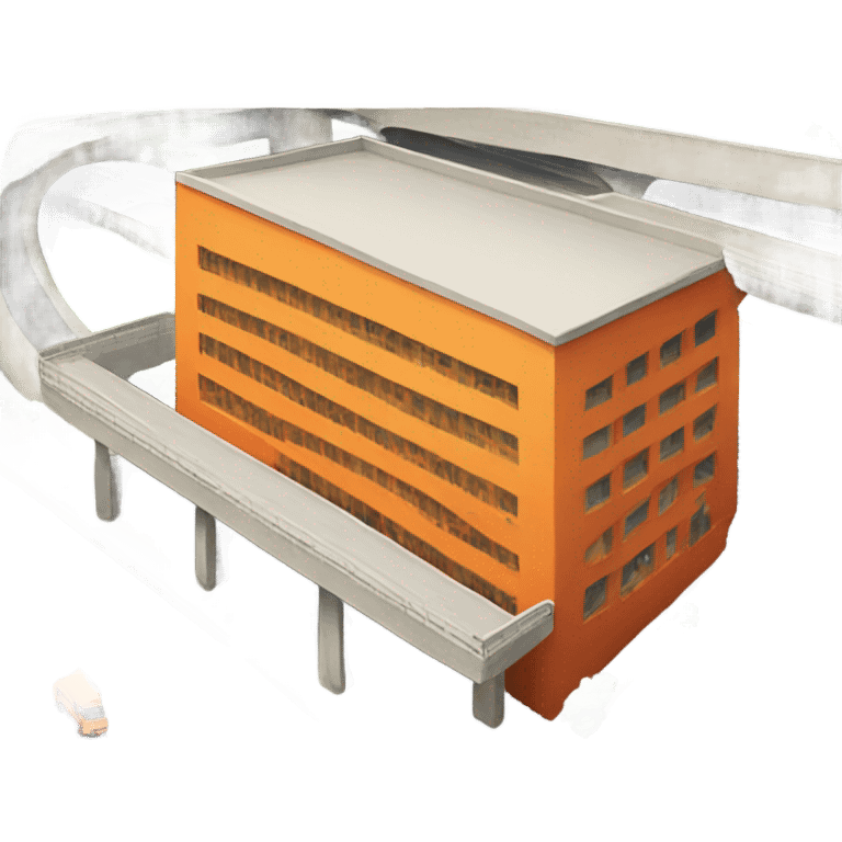 Orange building under highway overpass emoji