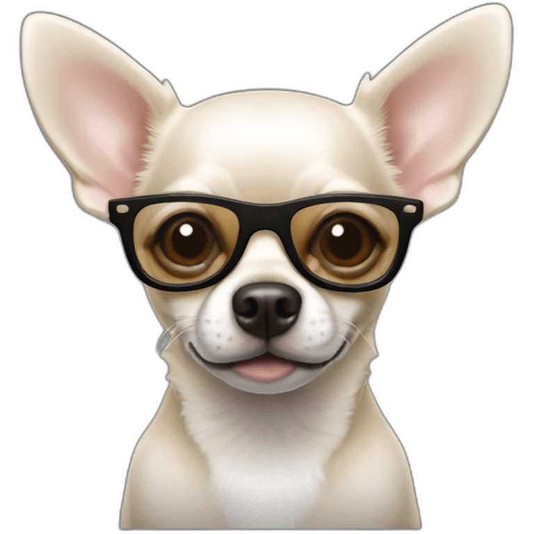 chihuahua NEGRO CON GAFAS emoji