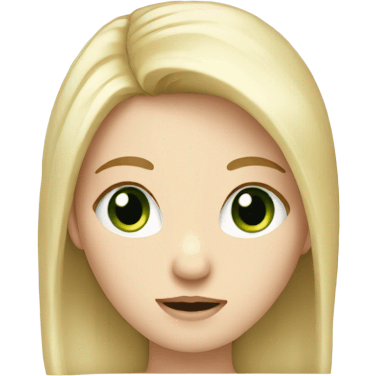 Pretty girl with green eyes,pale skin and blonde hair scratching her head  emoji