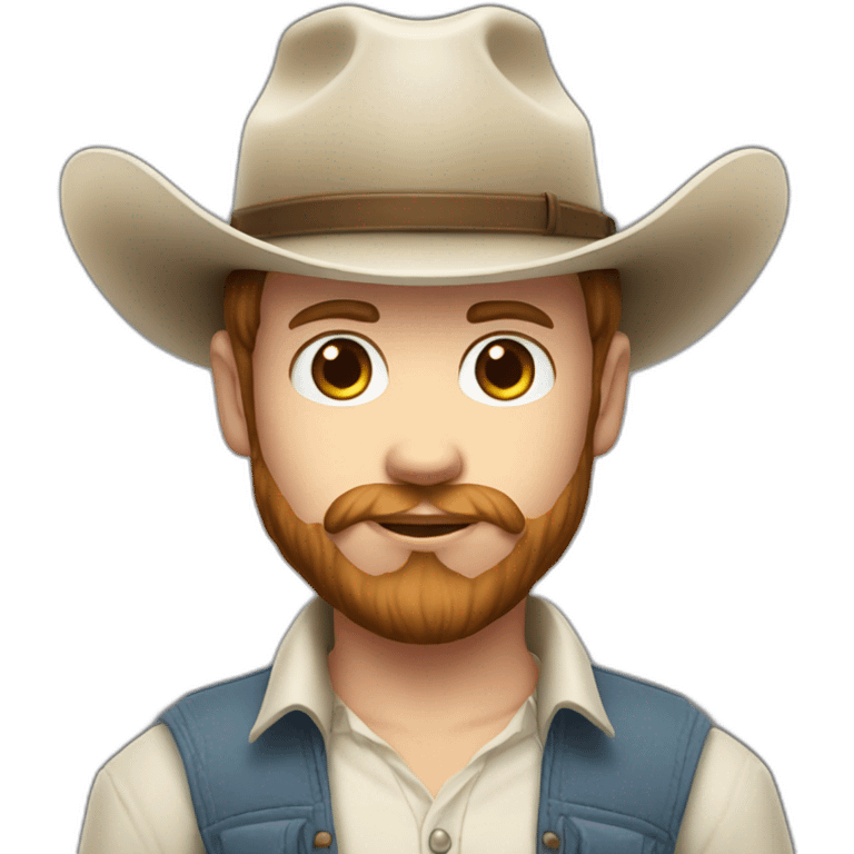 White cow boy with short brown hair a stubbled beard and a cow boy hat wi emoji