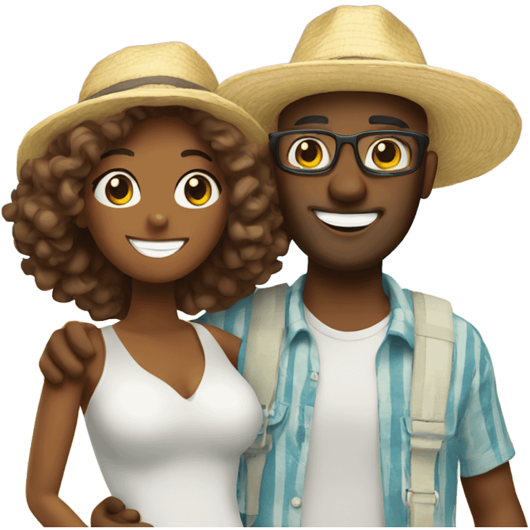 happy couple on vacation emoji