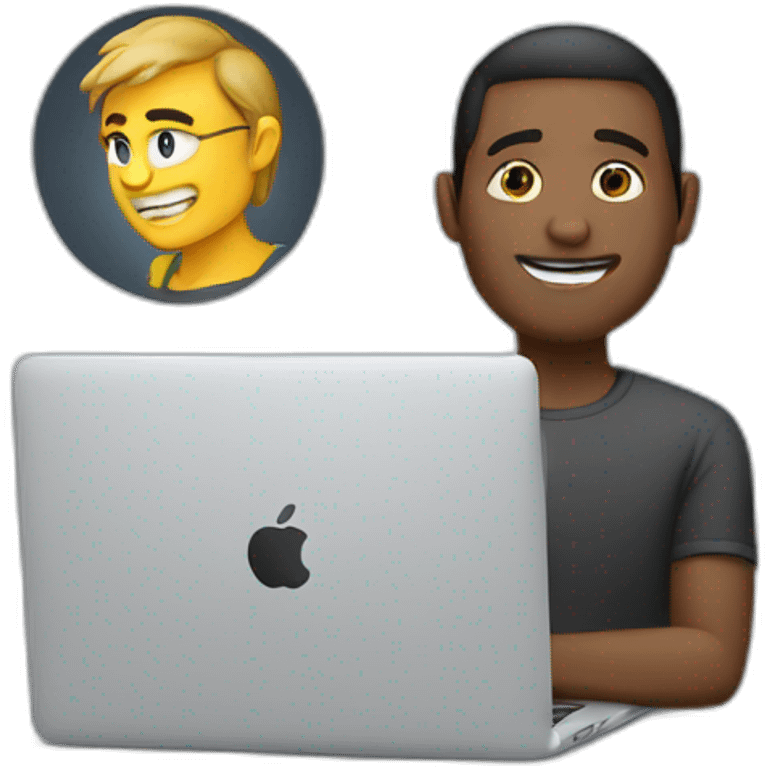 Guy using macbook laptop emoji