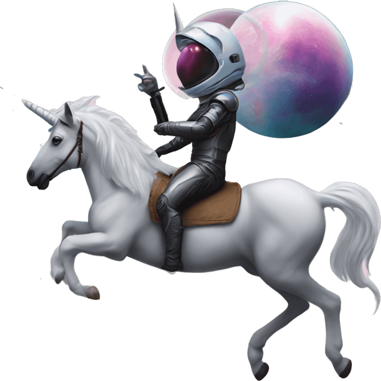 alien riding a unicorn in space  emoji