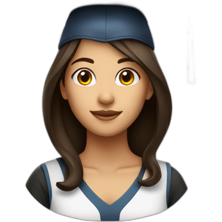 a brunette woman student in student hat emoji