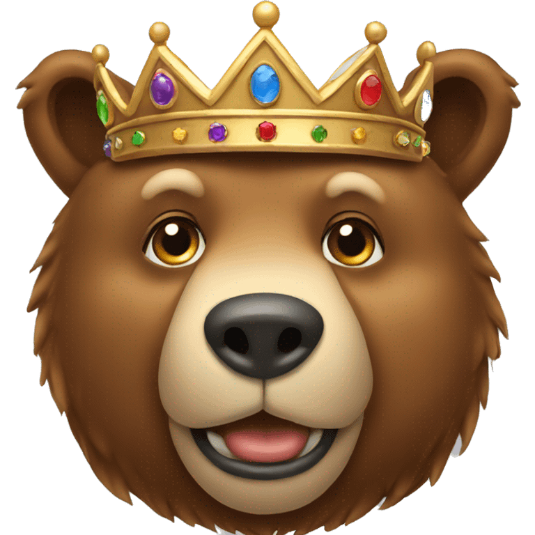 Brown bear head wearing a crown emoji