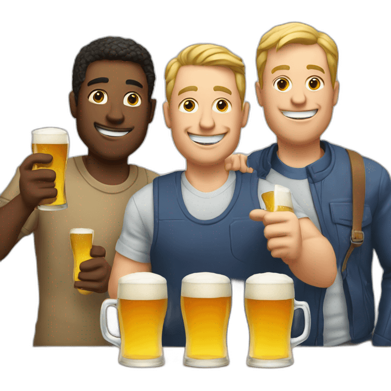 Four white men drinking beer emoji