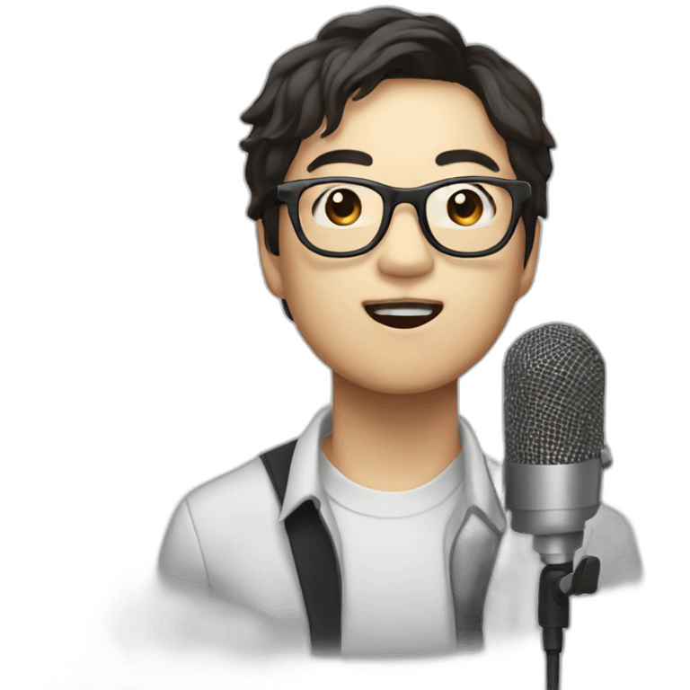 Vocalist with glasses and microphone korean emoji