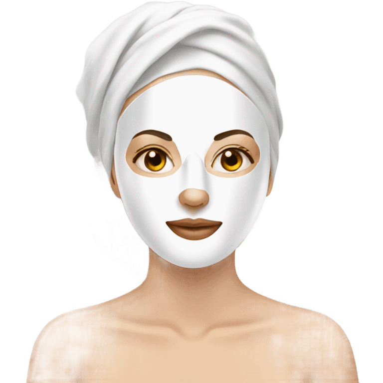 white Lady with face mask spa beauty full face relaxing emoji