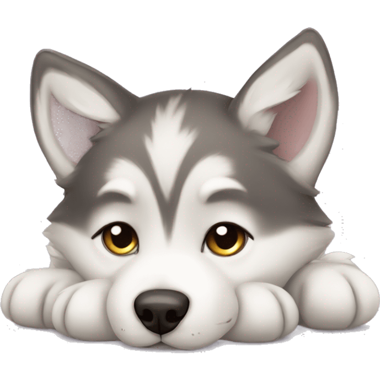 Cute little husky puppy wanting to nap emoji