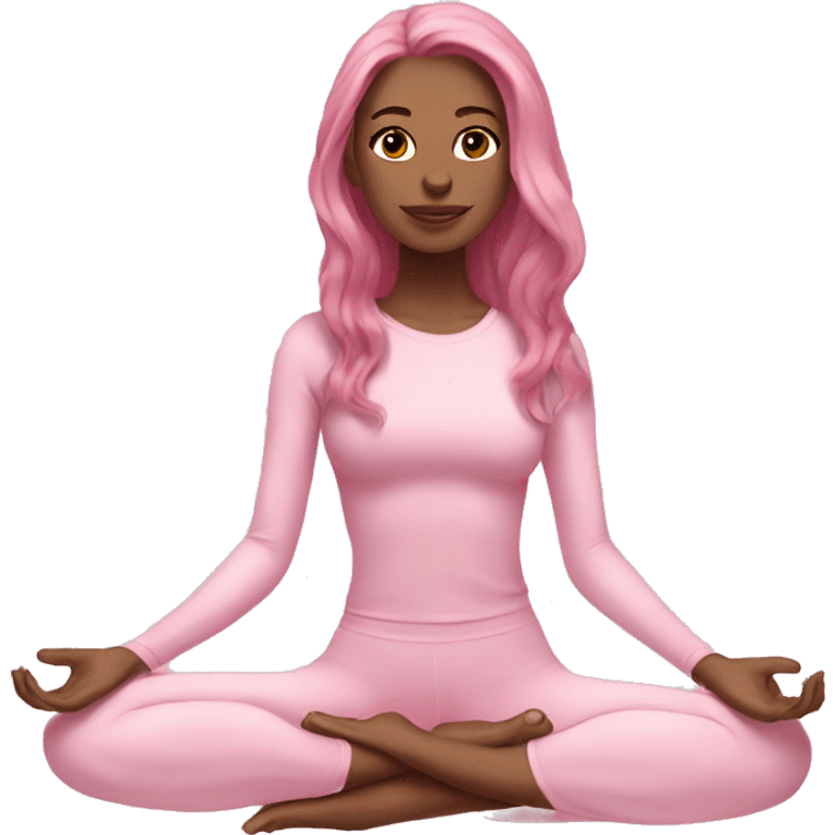 girl in light pink yoga outfitot pink long hair emoji