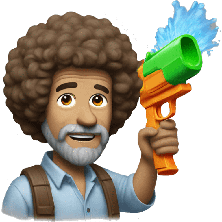 bob ross with a watergun emoji