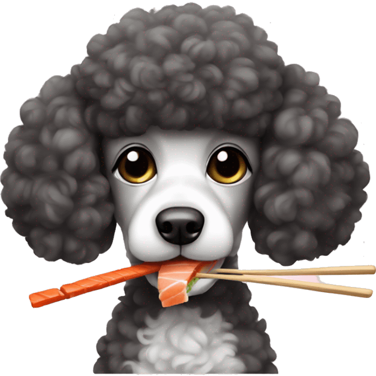 poodle eating sushi emoji