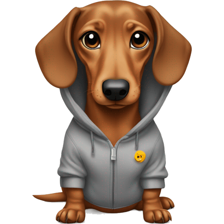 Dachshund wearing a hoodie emoji