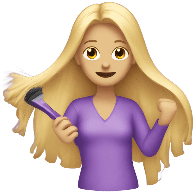 A purple human brushing their long blonde hair emoji