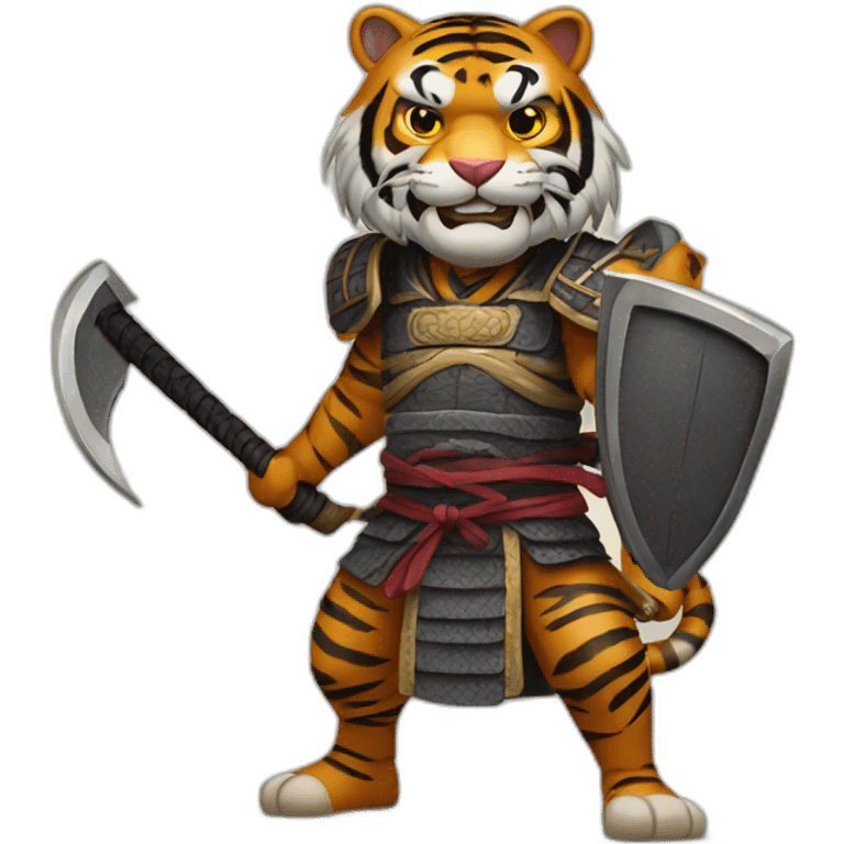 Tiger samurai holding axe emoji