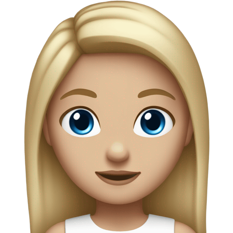 Girl with dirty blonde hair down straight blue eyes and white crop top  emoji