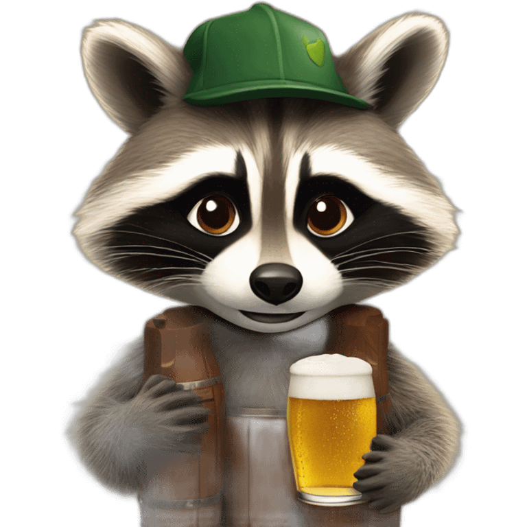 2 Raccoon in the Paulanergarten (Raccoon with Paulaner Beer) emoji