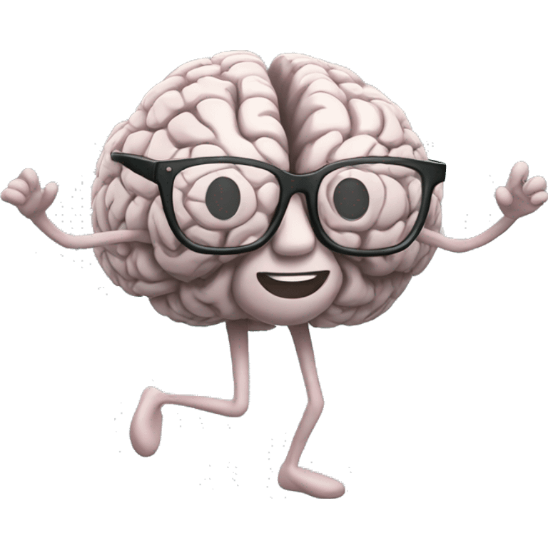 brain with legs and glasses dancing emoji