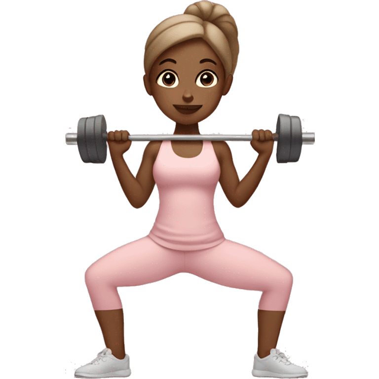 yoga girl light pink clothes lifting weights emoji