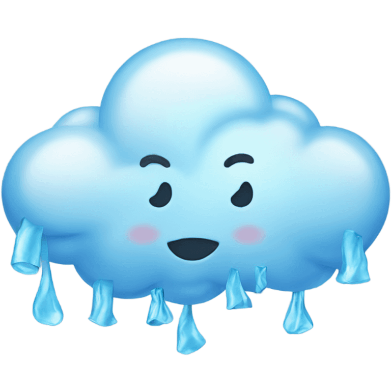 cloud raining blue bows emoji