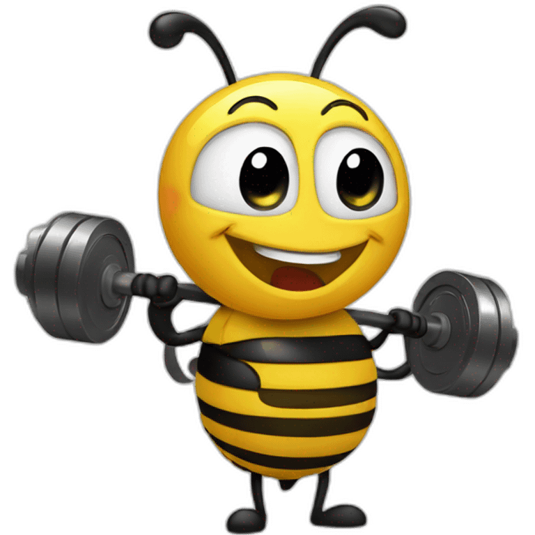 Happy bee with dumbbell emoji