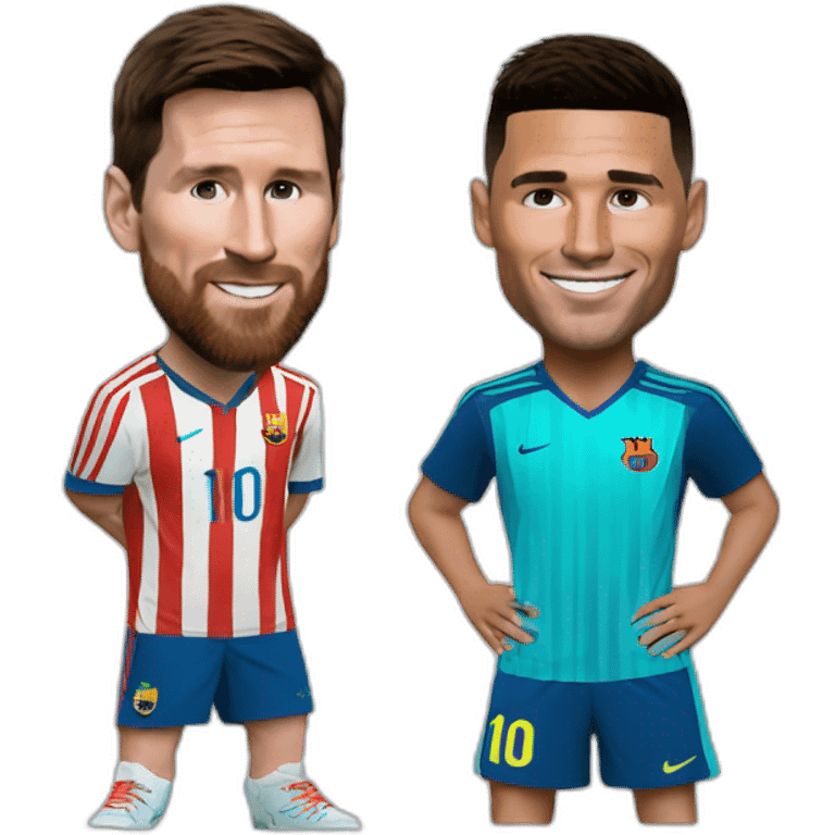 Messi playing with Ronaldo at tennis emoji