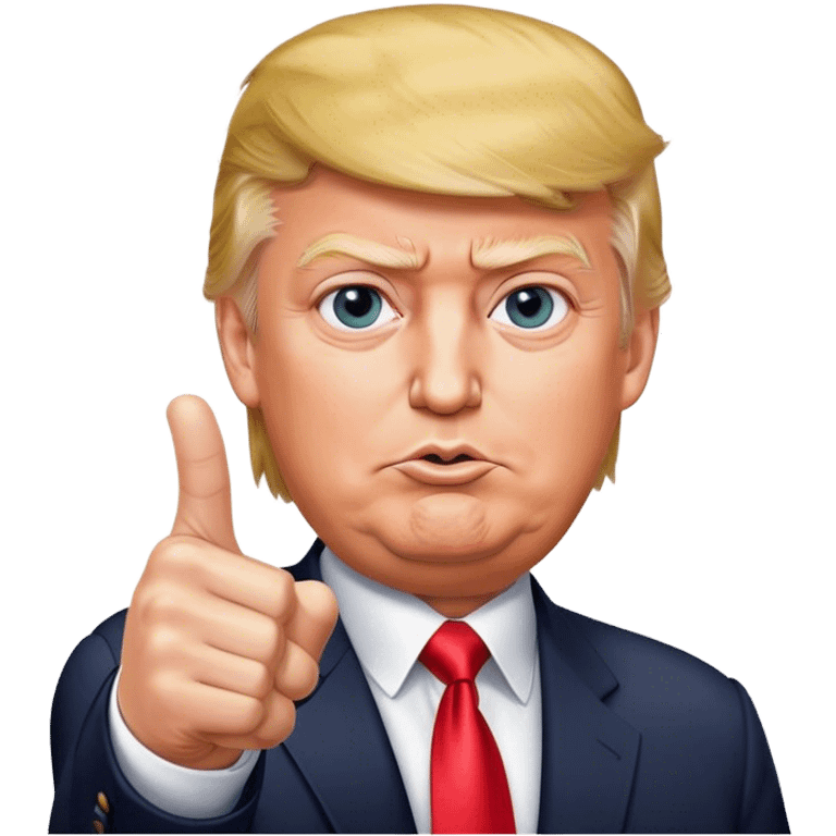 Super realistic Donald Trump pointing index finger up, realistic face emoji