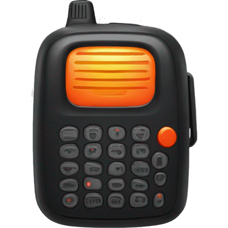 black walkie talkie with red-orange button on side emoji