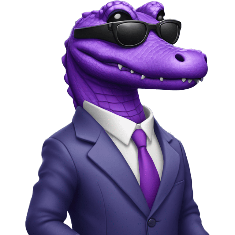 Purple Alligator in a suit with sunglasses  emoji