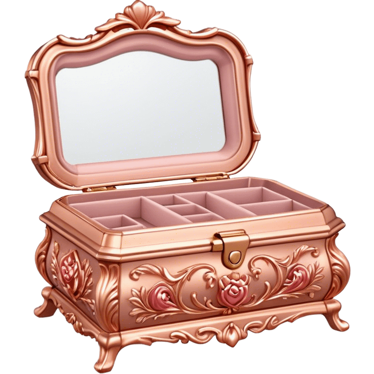 Rose gold rococo jewelry box emoji